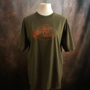 Bass Pro Shops Olive Green T-Shirt with Orange Logo
